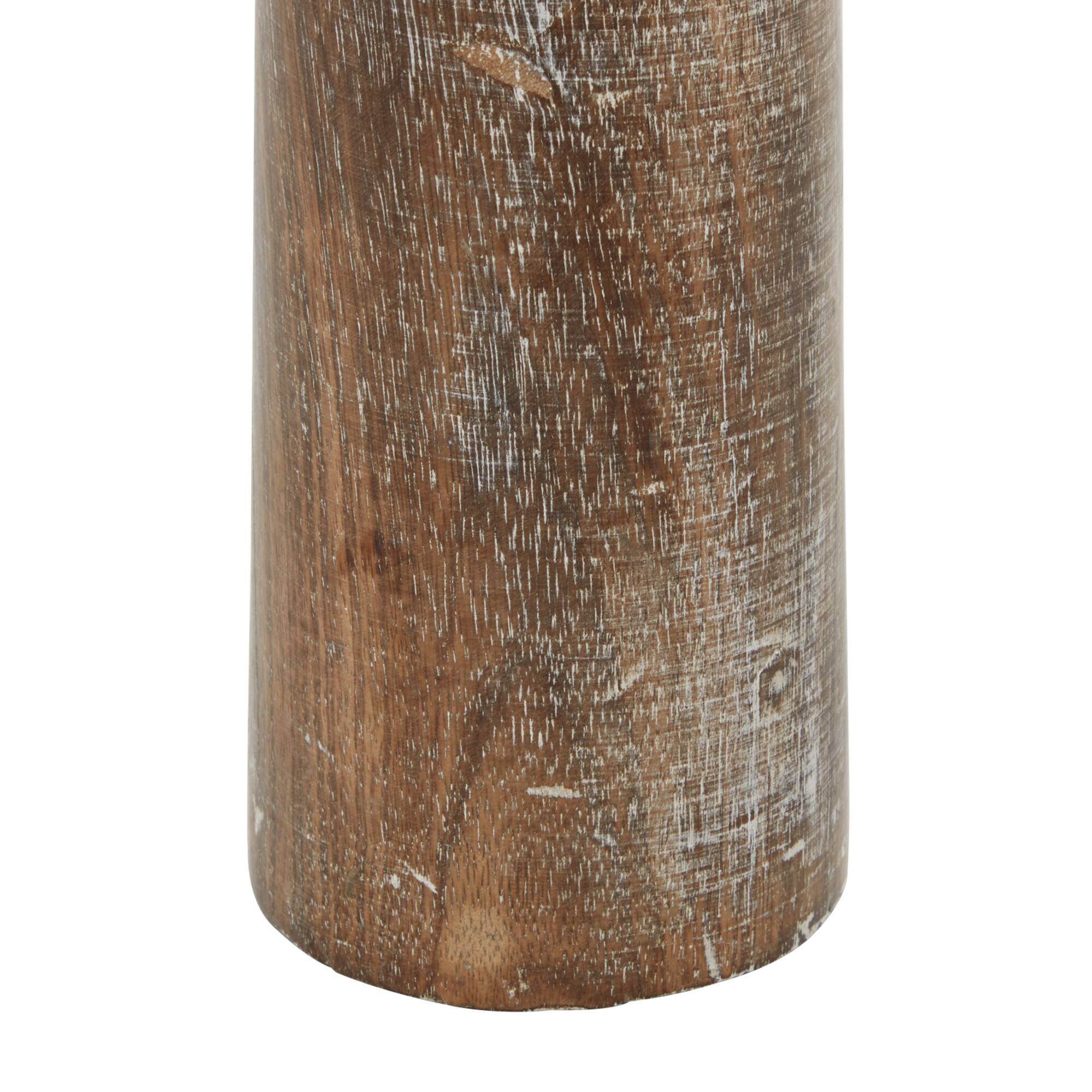 Brown Mango Wood Natural Candle Holder Set